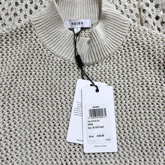 REISS Roni Open-Knit Jumper Pullover Sweater Crewneck in Natural Size S NWT - Picture 11 of 13